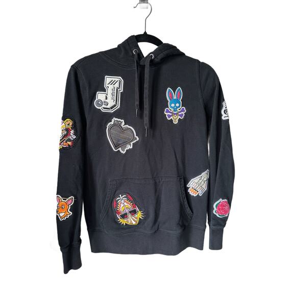 Psycho Bunny X Daddy Yankee Rare Collab Black Patchwork Sweatshirt Size XXS - Picture 1 of 12